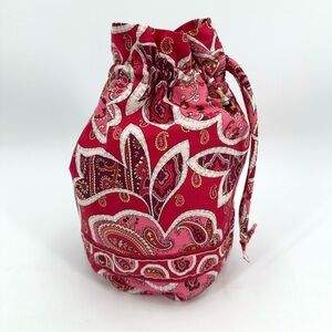 VERA BRADLEY Ditty Bag Rosy Posies Drawstring Pouch Lined Pool Bag Beach Paisley